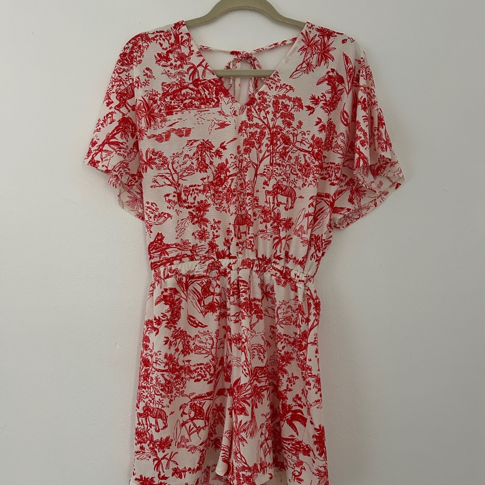 H&M Floral Red and White Dress